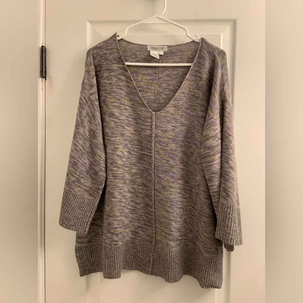 Coldwater Creek Heathered Lavender V-Neck Sweater